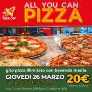 All You Can Pizza Aosta: giro pizza illimitato da Take Off il 26 marzo