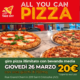 All You Can Pizza Aosta: giro pizza illimitato da Take Off il 26 marzo